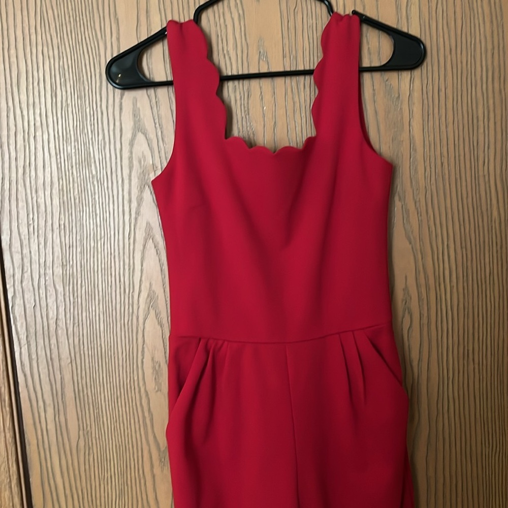 Christmas Red Polyester Wavy Neckline Jumpsuit - Picture 3 of 10